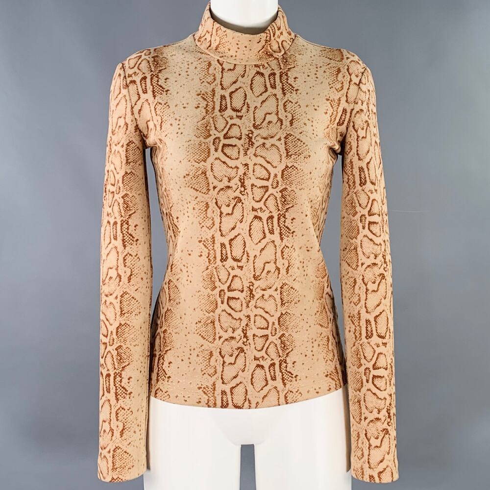 STAND STUDIO Size XS Tan Brown Polyester Blend Snakeskin Print Casual Top